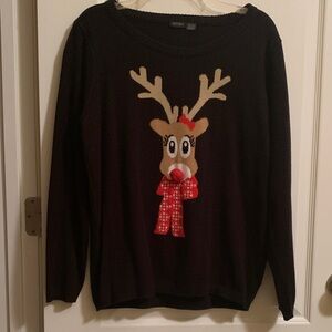 Festive Black Reindeer Sweater